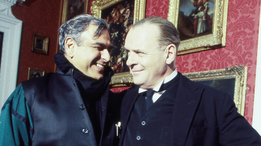 Merchant and Anthony Hopkins on the set of The Remains of the Day